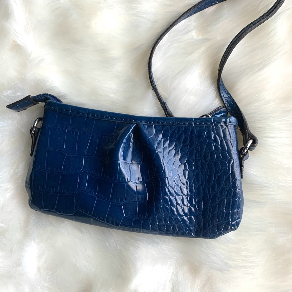 Blue Croc Wristlet